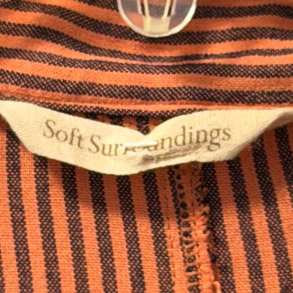 Soft Surroundings Orange & Black Striped Button-Front Tunic Top Sz L Tunic - Picture 2 of 12